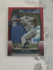 Eury Perez [Red] #90 Baseball Cards 2023 Bowman Chrome Prices