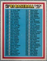 Checklist 481-600 [566 Glenn Adams] Baseball Cards 1981 Donruss Prices