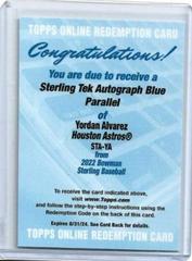 Yordan Alvarez [Blue] #STA-YA Baseball Cards 2022 Bowman Sterling Tek Autographs Prices