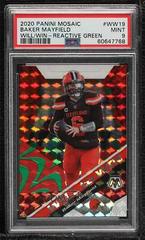 Baker Mayfield [Reactive Green] Football Cards 2020 Panini Mosaic Will to Win Prices