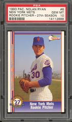 New York Mets Rookie Pitcher #6 Baseball Cards 1993 Pacific Nolan Ryan 27th Season Prices