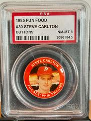 Steve Carlton #30 Baseball Cards 1985 Fun Food Buttons Prices