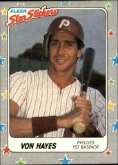 Von Hayes Baseball Cards 1988 Fleer Star Stickers Prices