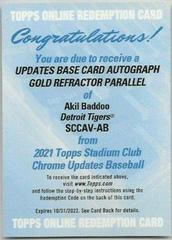 Akil Baddoo [Gold Refractor] Baseball Cards 2021 Stadium Club Chrome Autographs Prices