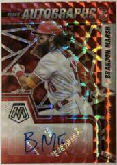 Brandon Marsh [Choice Fusion Red and Yellow] Baseball Cards 2022 Panini Mosaic Rookie Autographs Prices