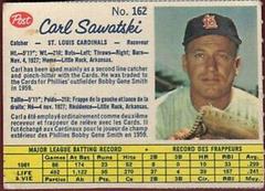 Carl Sawatski [Perforated Hand Cut] #162 Baseball Cards 1962 Post Canadian Prices
