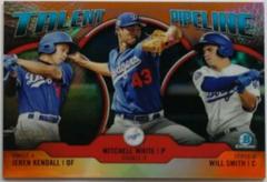 Jeren Kendall, Mitchell White, Will Smith [Orange Refractor] Baseball Cards 2019 Bowman Chrome Talent Pipeline Prices