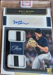 Matt Brash [Gold] Baseball Cards 2022 Panini Three and Two Rookie Dual Jersey Autographs Prices