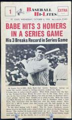 Babe Hits 3 Homers in A Series Game #1 Baseball Cards 1960 NU Card Baseball Hi Lites Prices