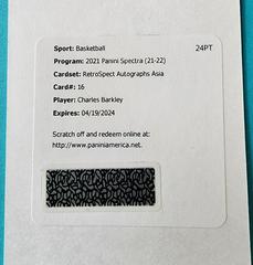 Charles Barkley [Asia] Basketball Cards 2021 Panini Spectra RetroSpect Autographs Prices