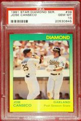 Jose Canseco #39 Baseball Cards 1991 Star Diamond Series Prices