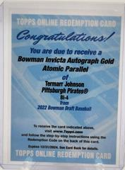 Termarr Johnson [Autograph Gold Atomic] #BI-4 Baseball Cards 2022 Bowman Draft Invicta Prices