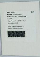 Michael Mayer / Dalton Kincaid #6 Football Cards 2023 Panini Spectra Dual Patch Autograph Hyper Prices