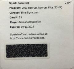 Immanuel Quickley #23 Basketball Cards 2023 Donruss Elite Signature Prices