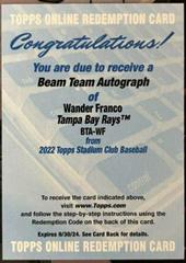 Wander Franco Baseball Cards 2022 Stadium Club Beam Team Autographs Prices