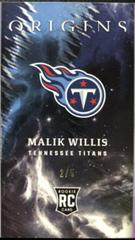 Malik Willis [Purple] #BPA-MWI Football Cards 2022 Panini Origins Rookie Booklet Patch Auto Prices