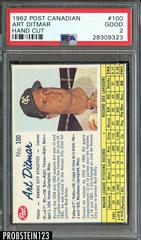 Art Ditmar [Hand Cut] #100 Baseball Cards 1962 Post Canadian Prices