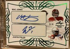 Mac Jones, Justin Fields [Green] #DA-01 Football Cards 2021 Leaf Trinity Dual Autographs Prices