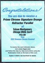Colson Montgomery [Orange] #PCS-CM Baseball Cards 2022 Bowman Chrome Prime Signatures Prices