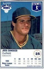 Jose Canseco #35 Baseball Cards 1987 Kraft Home Plate Heroes Hand Cut Prices