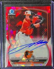 Jackson Holliday [Red] #CPA-JH Baseball Cards 2023 Bowman Chrome Prospect Autographs Prices