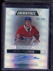 Jesse Ylonen Hockey Cards 2021 Upper Deck Credentials Debut Ticket Access Autographs Prices
