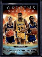 Kareem Abdul Jabbar, Magic Johnson, James Worthy [Turquoise] #19 Basketball Cards 2022 Panini Origins Nucleus Prices