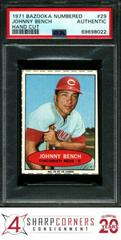Johnny Bench [Hand Cut] #29 Baseball Cards 1971 Bazooka Numbered Prices
