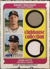 Juan Soto, Manny Machado Baseball Cards 2023 Topps Heritage Clubhouse Collection Dual Relics Prices