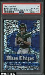 Zach Wilson [No Huddle Silver] #2 Football Cards 2021 Panini Mosaic Blue Chips Prices