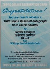 Grayson Rodriguez [Black] #88BA-GR Baseball Cards 2023 Topps Update 1988 Autographs Prices