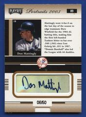 Don Mattingly [Autograph Bronze] Baseball Cards 2003 Playoff Portraits Prices