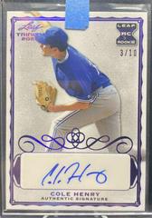 Cole Henry [Purple] Baseball Cards 2020 Leaf Trinity Autographs Prices