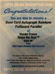 Wander Franco [Rainbow Foil] Baseball Cards 2022 Stadium Club Autographs Prices