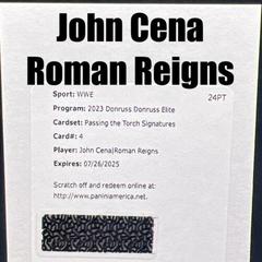 John Cena / Roman Reigns Wrestling Cards 2023 Donruss Elite WWE Passing the Torch Signature Prices