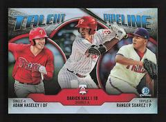 Adam Haseley, Darick Hall, Ranger Suarez [Orange Refractor] #PHI Baseball Cards 2019 Bowman Chrome Talent Pipeline Prices
