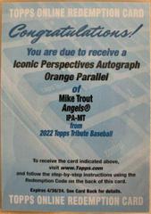 Mike Trout [Orange] #IPA-MT Baseball Cards 2022 Topps Tribute Iconic Perspectives Autographs Prices