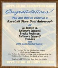 Brooks Robinson, Cal Ripken Jr. #BSDA-RRJ Baseball Cards 2023 Topps Stars Dual Autographs Prices