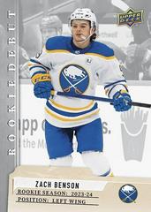 Zach Benson #15 Hockey Cards 2023 Upper Deck Rookie Debut Prices