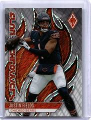 Justin Fields [White Shimmer] #FLA-3 Football Cards 2023 Panini Phoenix Flame Throwers Prices
