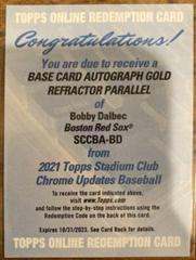 Bobby Dalbec [Gold Refractor] #SCCBA-BD Baseball Cards 2021 Stadium Club Chrome Autographs Prices
