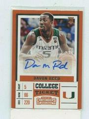 Davon Reed College Ticket Autograph #134 Basketball Cards 2017 Panini Contenders Draft Picks Prices