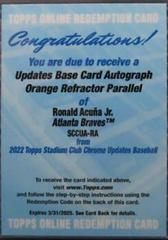 Ronald Acuna Jr. [Orange] #SCCUA-RA Baseball Cards 2022 Stadium Club Chrome Autographs Prices