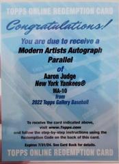 Aaron Judge #MA-10 Baseball Cards 2022 Topps Gallery Modern Artists Autographs Prices