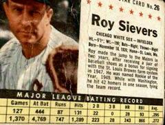 Roy Sievers [Hand Cut] #26 Baseball Cards 1961 Post Cereal Prices