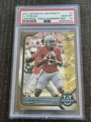 CJ Stroud [Gold Shimmer] #3 Football Cards 2021 Bowman University Prices