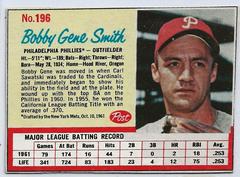 Bobby Gene Smith [Hand Cut] #196 Baseball Cards 1962 Post Cereal Prices
