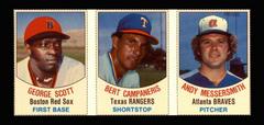 Scott, Campaneris, Messersmith [Hand Cut Panel] Baseball Cards 1977 Hostess Prices