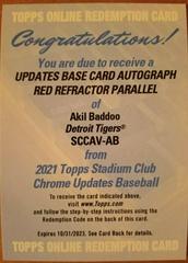 Akil Baddoo [Red Refractor] Baseball Cards 2021 Stadium Club Chrome Autographs Prices