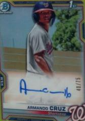 Armando Cruz [Yellow Refractor] Baseball Cards 2021 Bowman Chrome Prospect Autographs Prices